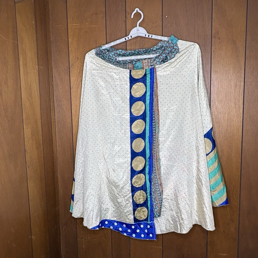 Y2K Reversible Wrap Skirt OS Sari Boho Patchwork Festival Hippie‎ Artisan Resort